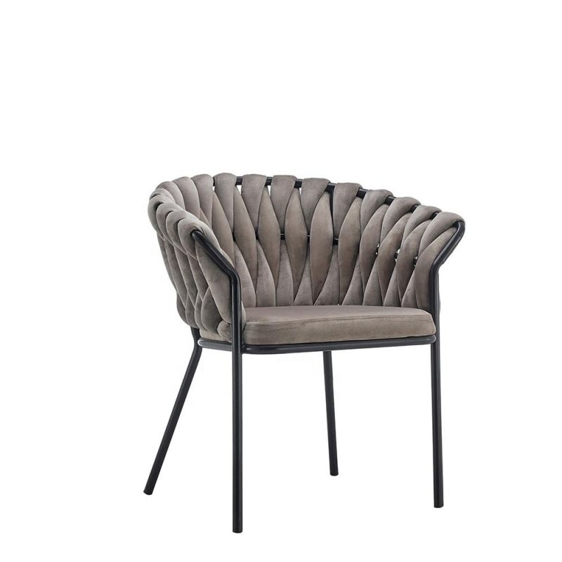 Modern Chairs Set Metal Frame Linen Fabric Durable & Stable Elegant Wide Weave Soft Cushion Chair for Dining Room Dining Chair
