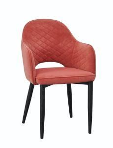 High Quality of Stitching Fabric Dining Chairs with Metal Frame