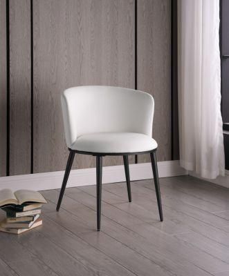 Elegant Trendy Furniture Customized Metal Legs White Velvet Fabric Upholstered Dining Chair