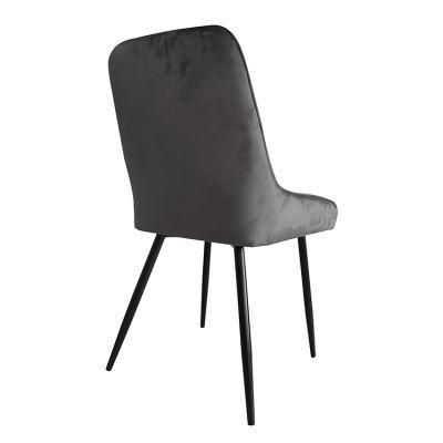 Wholesale Home Furniture Iron Legs Dining Chair Gray Velvet Fabric Chair for Dining Room