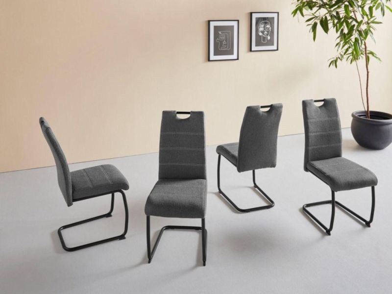 Free Sample Vintage Modern Effezeta Genuine Room Furniture High Back Faux Luxury Black Z Shape Industrial Leather Dining Chair