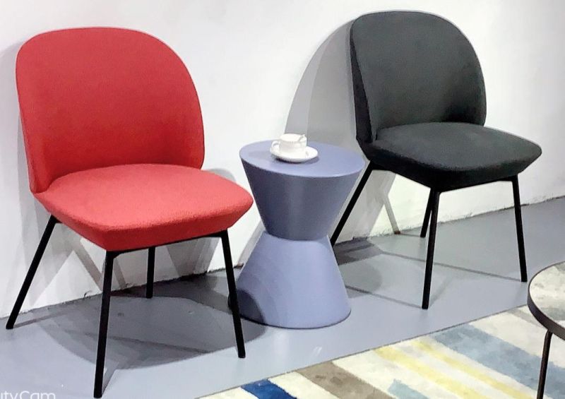 Simple Injuection Foam Fabric Dining Chair with Stainless Steel Leg