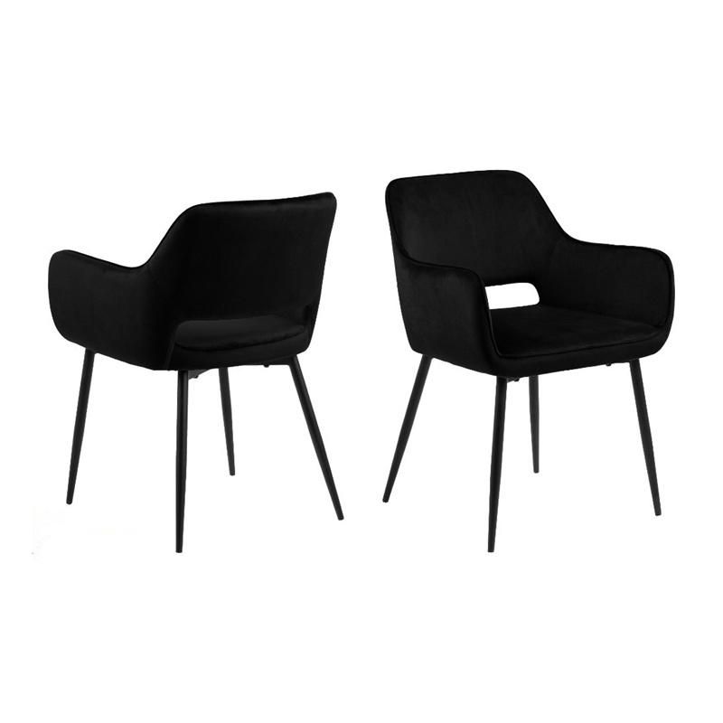High Quality Install Non-Slip Mat Gray Black Velvet Fabric Dining Chair
