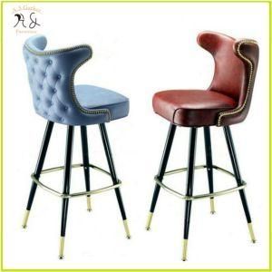 Italian Design New Style Fabric Cover White Wooden Leg Bar Stool High Chair