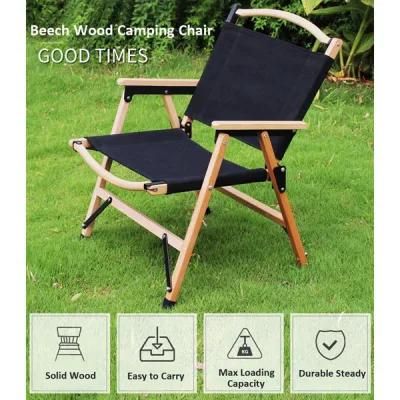 Outdoor Patio Solid Wood with Durable Canvas Fabric Folding Chair