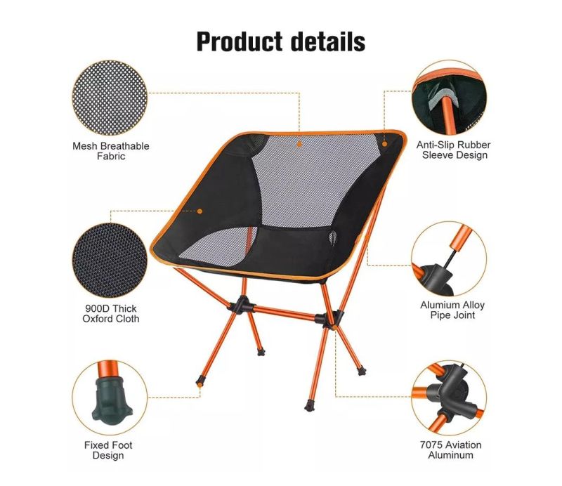 Aluminum Folding Chair Outdoor Camping Chair Portable Folding Reclining Aluminium Beach Camping Chair for Hiking