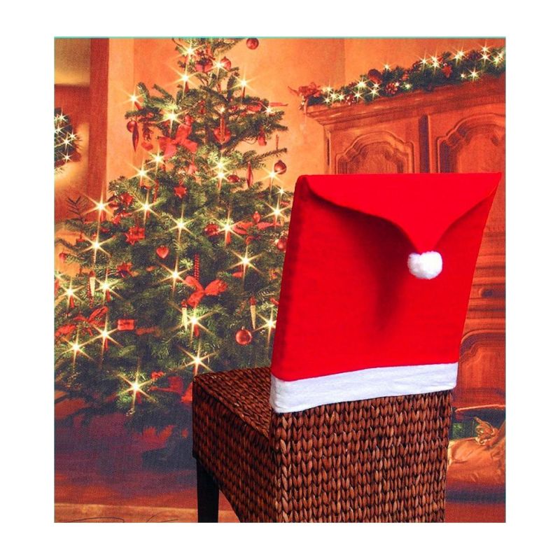 Covers Christmas Santa Back for Hat Chairs Dining Design Seat Dining Plastic Folding Cartoon Decorative Decoration Chair Cover
