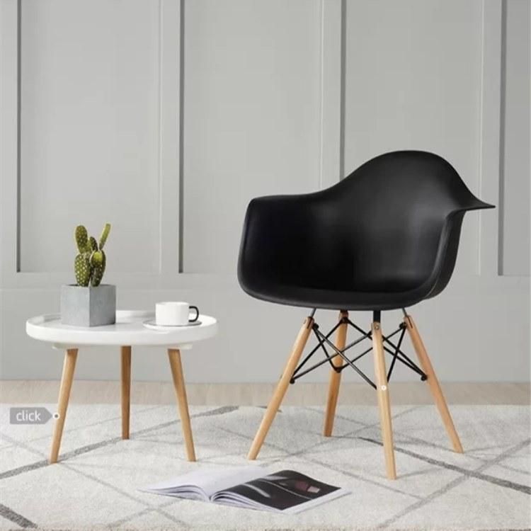 Factory Price Dsw Plastic Chair with Armrest Milano Modern Restaurant Dining Chair with Solid Wood Leg