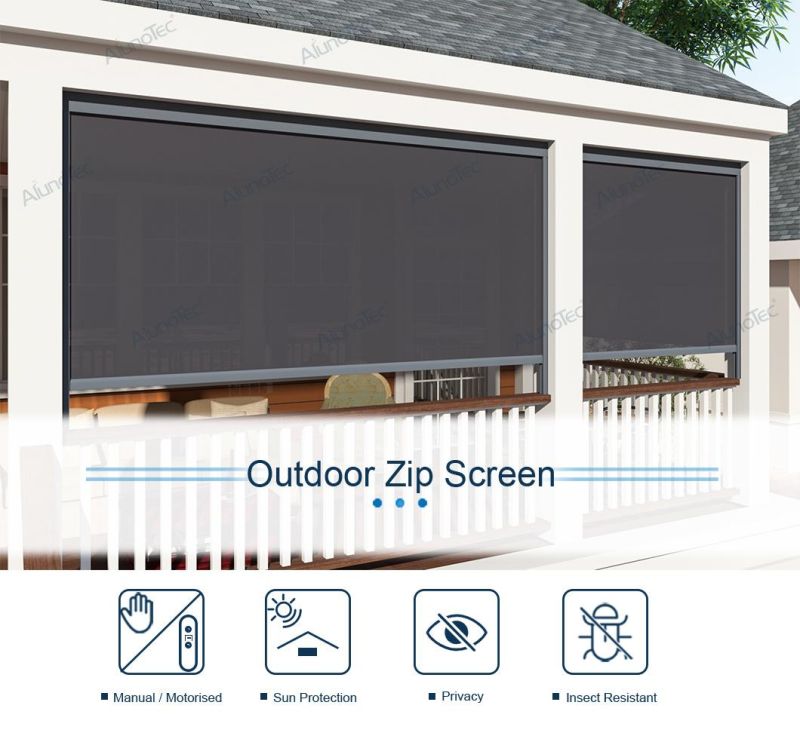 Manual Motorized Vertical Curtain Outdoor Garden Zipscreen Aluminum Roller Blinds Zip Screen