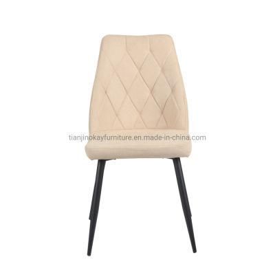 Factory Directly Wholesale Common Fabric Dining Chair with Black Powder Coating Legs