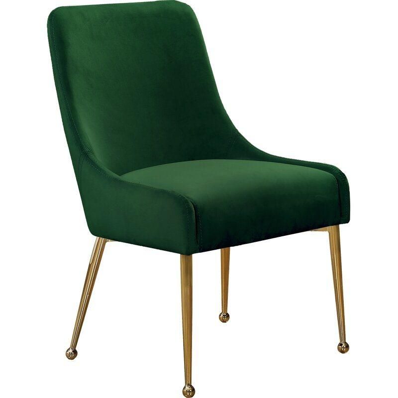 Upholstered Velvet Armchair Fabric Living Dining Room High Back Gold Armrest Chairs