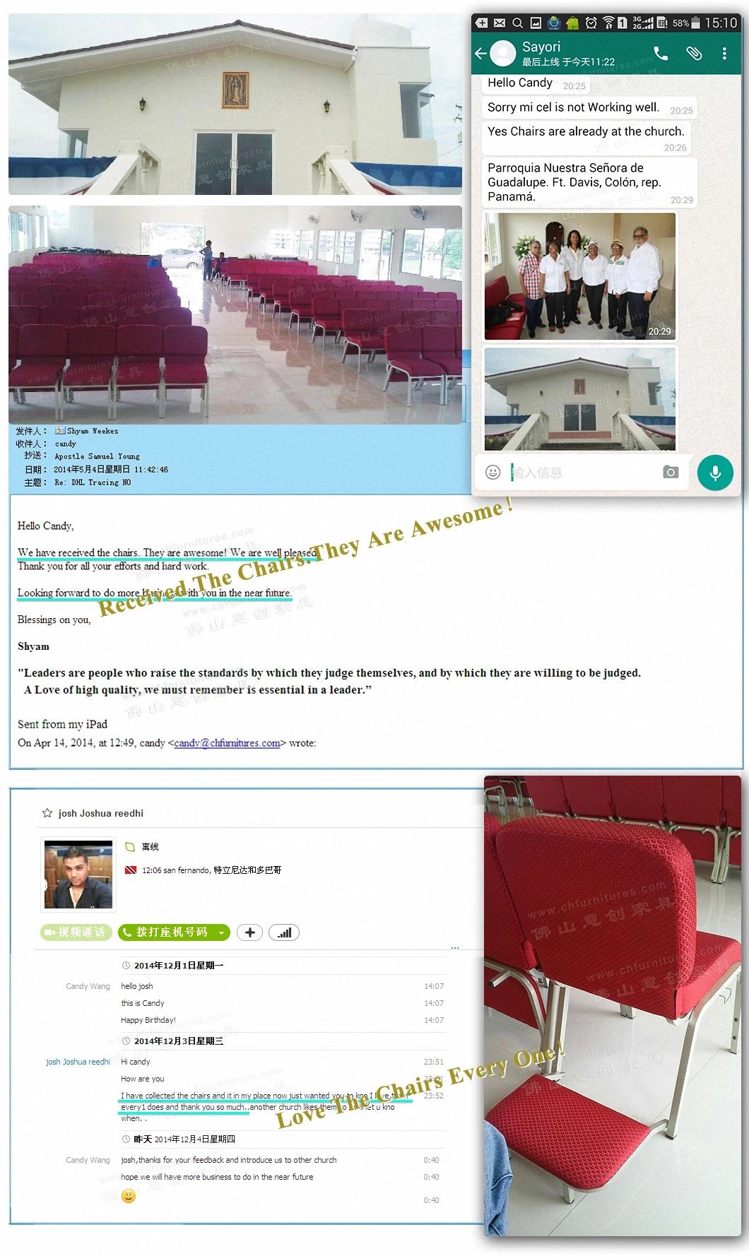 Yc-G182 Foshan Factory Wholesale Strong Stackable Red Church Chair Used