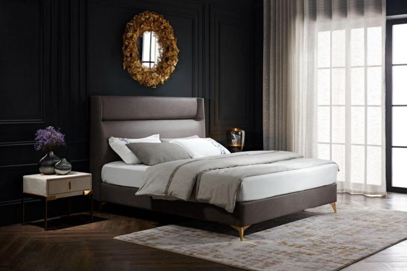 Polyester Fabric Custom Design High Resilience Sponge Backrest Hotel Villa Apartment Modern Double Single Bed