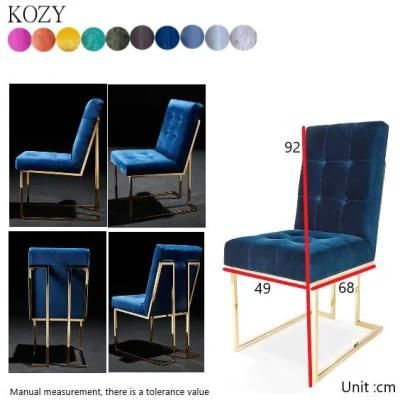 Velvet Upholstery Modern Fabric Dining Chair with Metal Legs