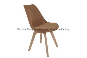 PP Plastic Wholesale Dining Chair with Fabric Seat and Wood Legs