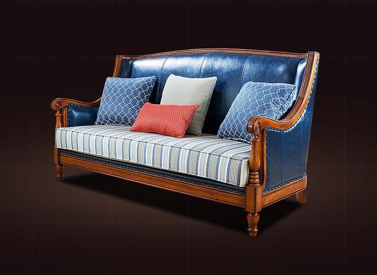 Factory Couch Living Room Sofa Furniture Leather Solid Wood Furniture Living Room Sofa Sets