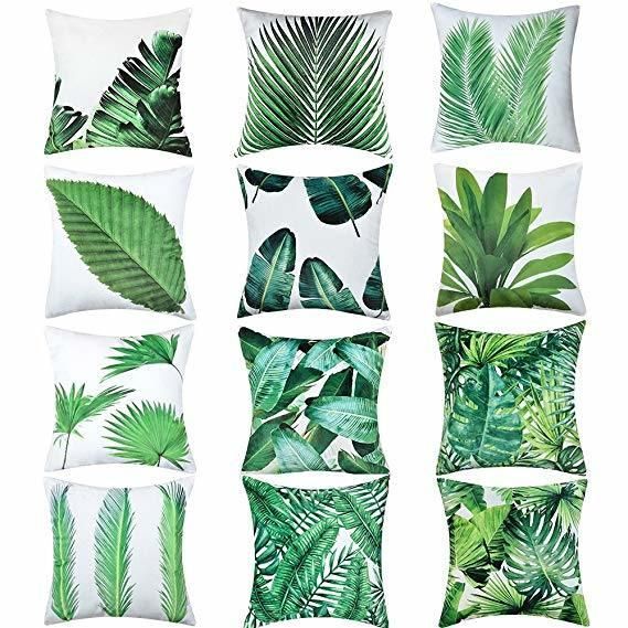 Tropical Plant Leaf Printing Pillow Sofa Cushion with Super Soft Velvet Fabric 100% Polyester