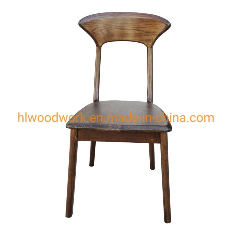 Antique Wooden Dining Chair Home Hotel Restaurant Chair Axe-Back Chair Ash Wood Walnut Color Solid Wood Chair Wholesale Dining Room Furniture Home Chair