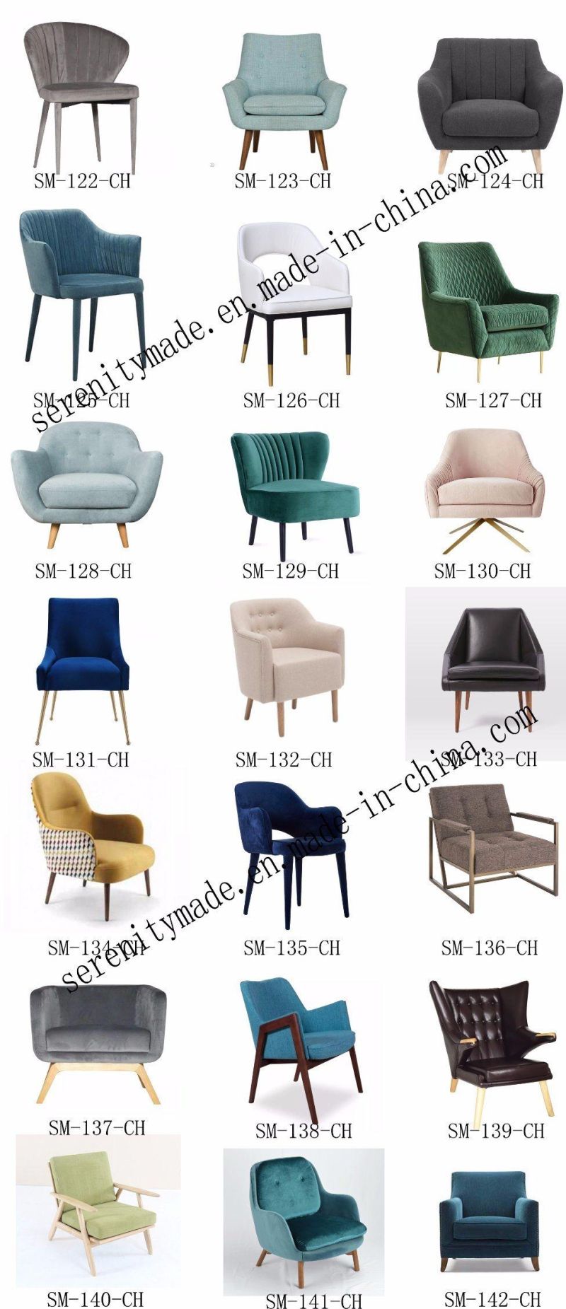 Modern Living Room Furniture Velvet Fabric Brass Legs Accent Chair