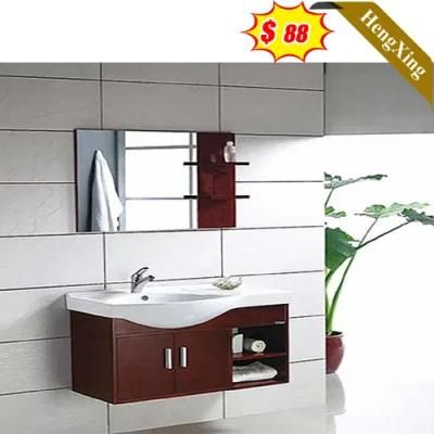 Simple China Manufacture Melamine Wooden Glass Basin Bathroom Cabinet with Mirror