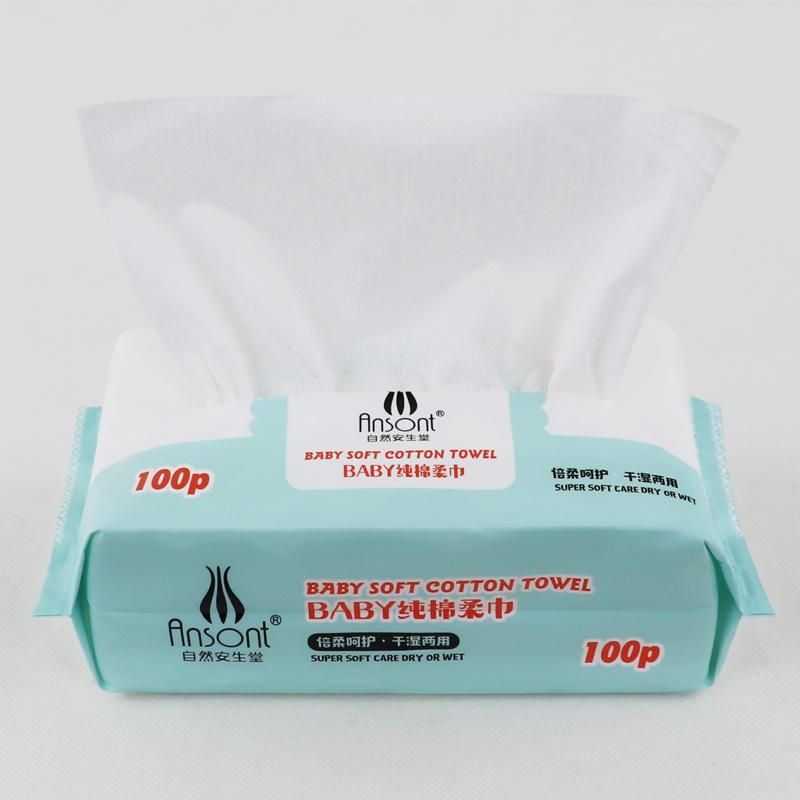 Disposable Face Towel Biodegradable Facial Tissue Unscented Baby Dry Wipes Make up Removing Wipes