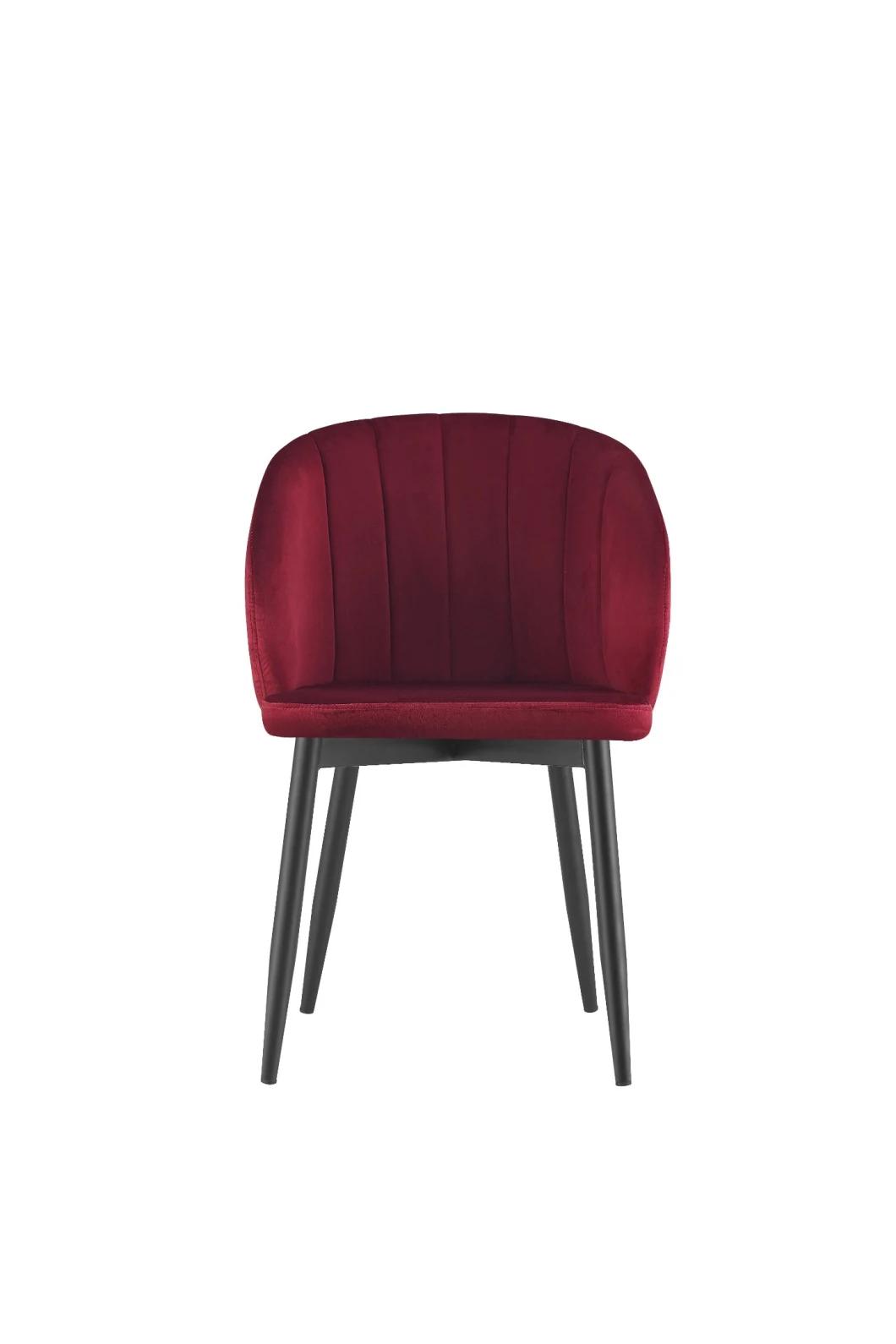 Modern Home Furniture Metal Stainless Steel Louis Red Velvet Dining Chair