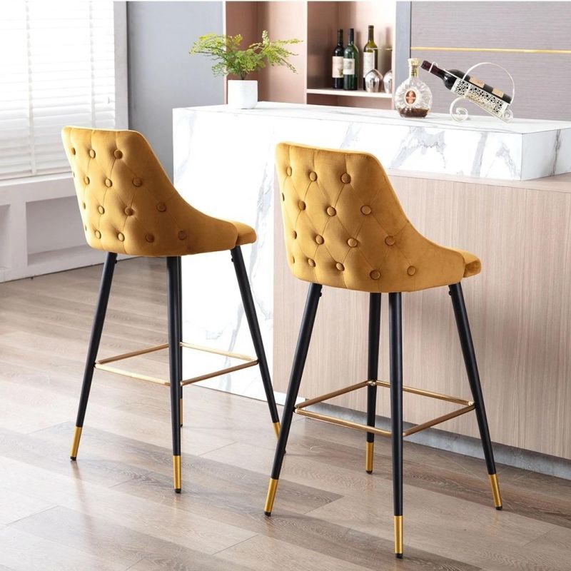 High Quality Wholesale Custom Cheap Modern Design Velvet Fabric Dining Tall Bar Chair