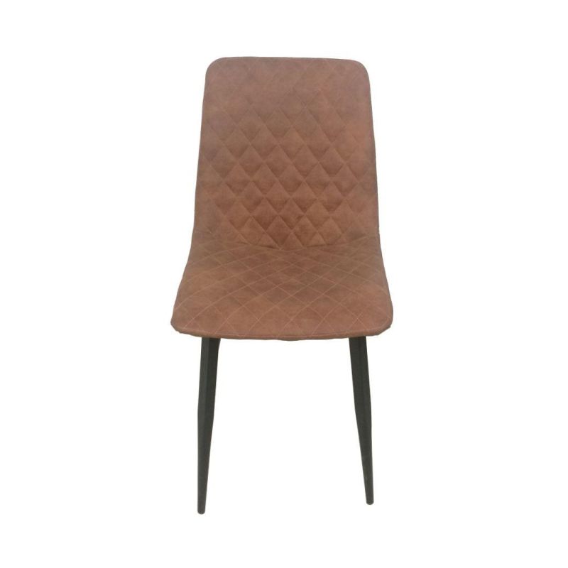 Dining Room Furniture Leathaire Upholstered Soft Seat Simple Style Iron Legs Micro Fabric Dining Chair