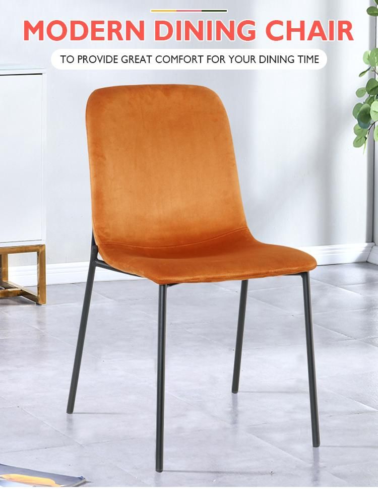 Modern Design Wholesale Classic Orange Velvet Fabric Tufted Back Upholstery Dining Chair