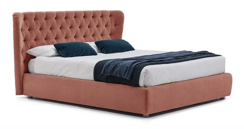 Zhida Home Furniture Manufacturer New Product Fabric Luxury Design Modern Bedroom Chesterfield King Size Velvet Bed with High Quality