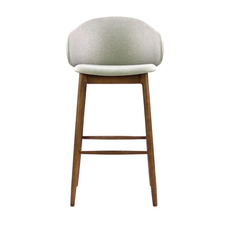 Oak Color Wooden Frame Grey Fabric Stool Chairs for Commercial Restaurant Use