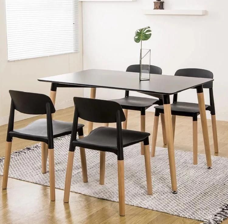 Comedores De 4 Sillas Simple Furniture Diner Room Black Polypropylene Seating Stacking Chair Wooden Kitchen Chairs for Sale