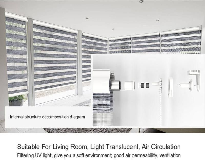 Shade Roller Blinds Dust Cover Fabric Aluminum Track Zebra Blinds