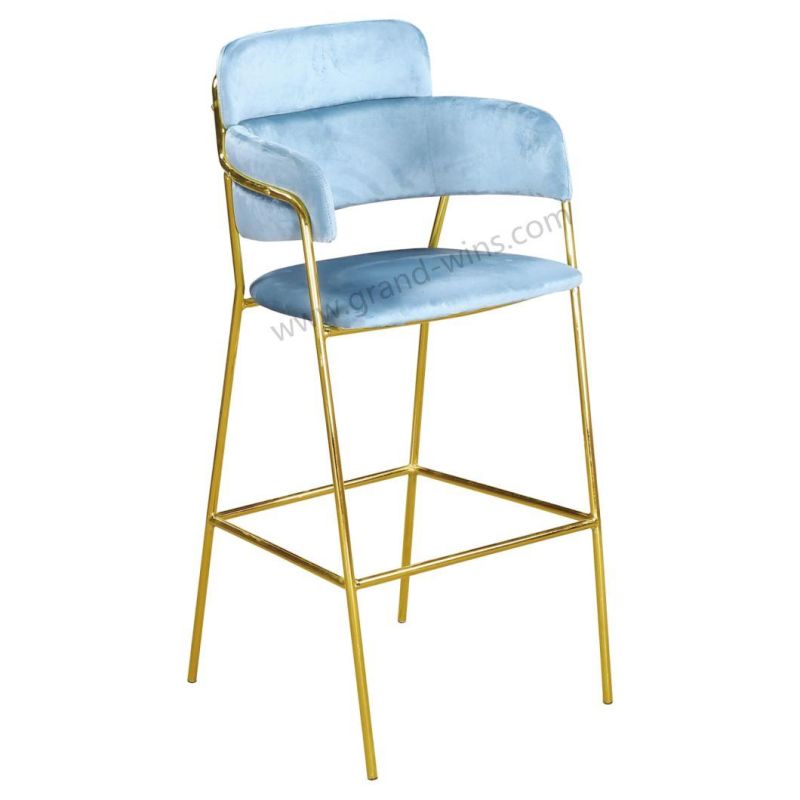 Luxury Restaurant Hotel Bar Furniture Gold Stainless High Bar Chair