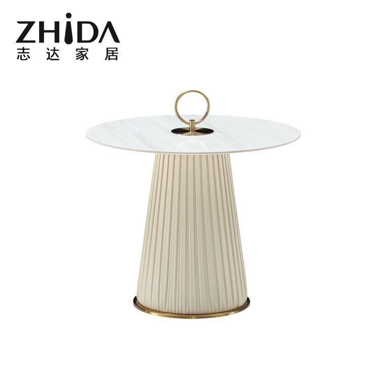 Hot Sale Luxury Home Furniture Round Stone Coffee Top White Marble Side Table Modern for Bedroom Living Room