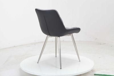 Black Flannel Fabric Chair with Silver Legs
