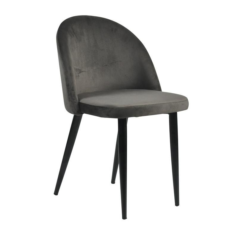 Customization Fabric Seat and Round Back Velvet Dining Chair with Black Legs