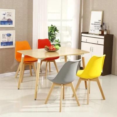 Sillas De Comedor Home Furniture Side Chair with Wood Leg Armless Plastic Dining Chair with PU Leather Cushion