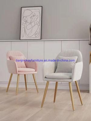 Okay Home Upholstered Dining Chair Light Luxury Nordic Design Dining Room Chair Velvet Metal Frame Home Furniture