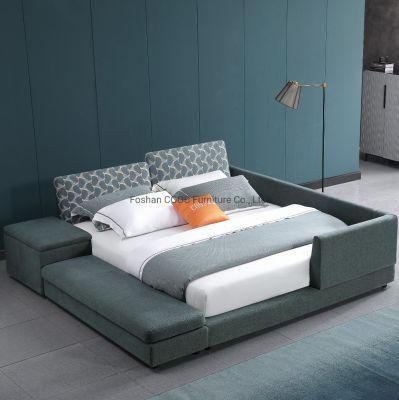 The Latest Furniture Modern Fabric Bed with a Guardrail