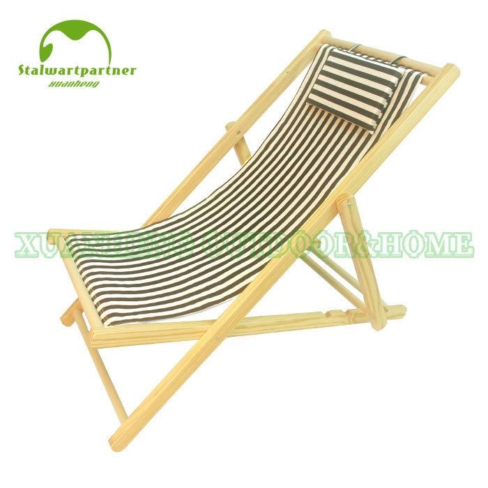Outdoor Foldable Wood Canvas Beach Sling Chair