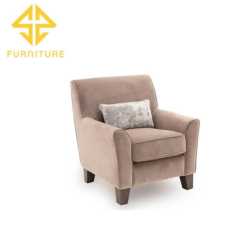 Modern Design Hotel Lounge Accent Fabric Tulfting Armchair with Wood Legs