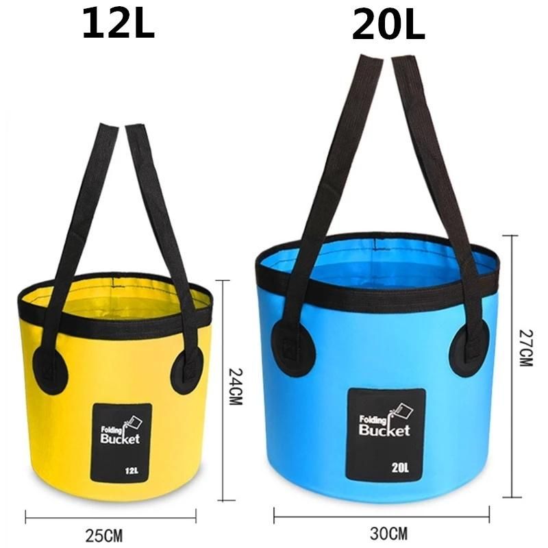 12L 20L Portable Bucket Outdoor Travel Water Storage Bag Waterproof Water Bag Fishing Portable Foldable Bucket Car Supplies