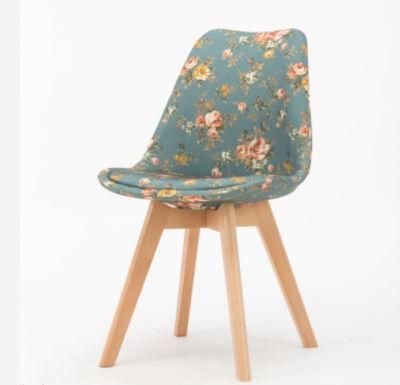 Fabric Tulip Soft Cushion Wood Leg Dining Chair