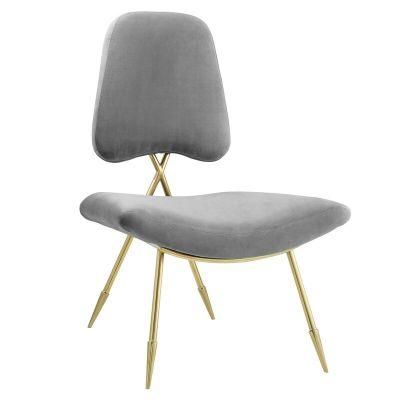 Upholstered Lounge Chair Fabric Dining Chair with Golden Metal Leg