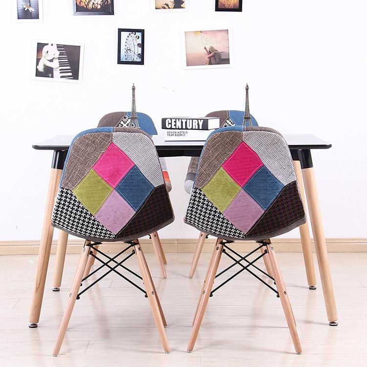 Wholesale Nordic Design Hundred Cloth Dining Chair Silla De Comedor Living Room Chairs Upholstered Solid Wood Legs Hot Restaurant Dining Chair