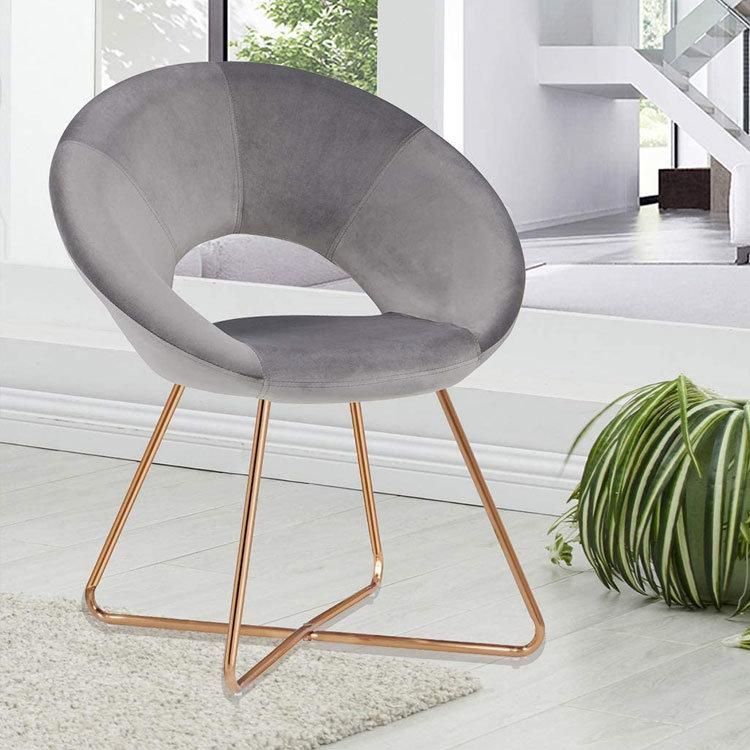 Luxury European Designed Velvet Dining Chair Italian Fashionable Living Room Fabric Leisure Armchair