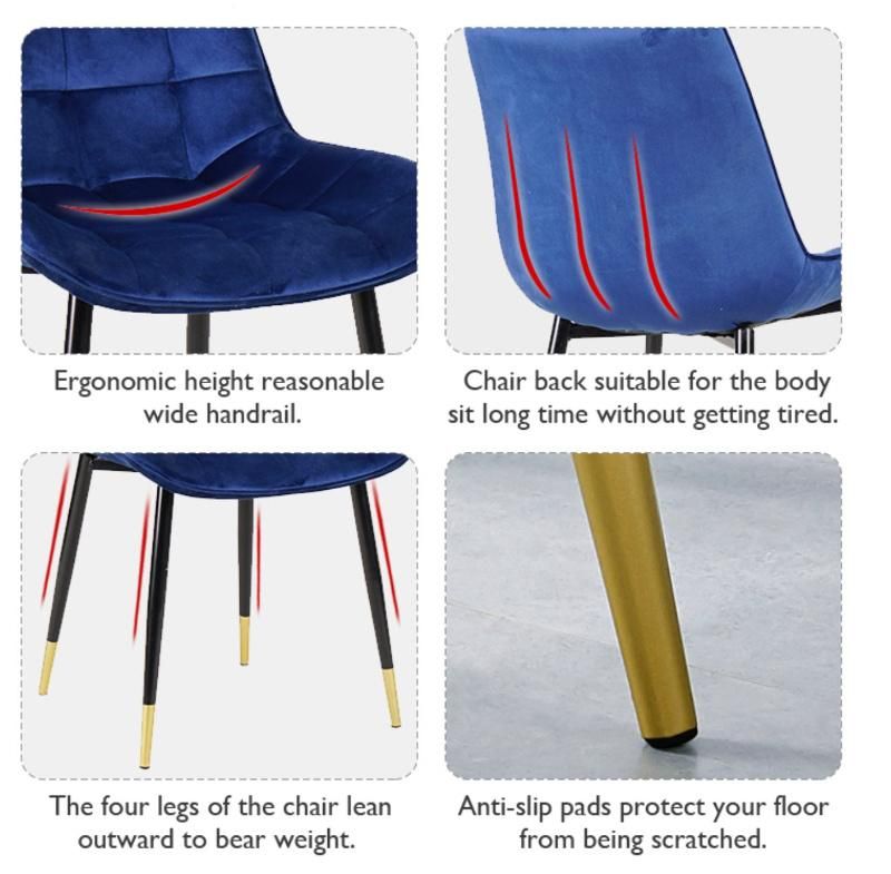 Vantage Fabric Morden Vetlvet Metal Leg Dining Chair Furniture