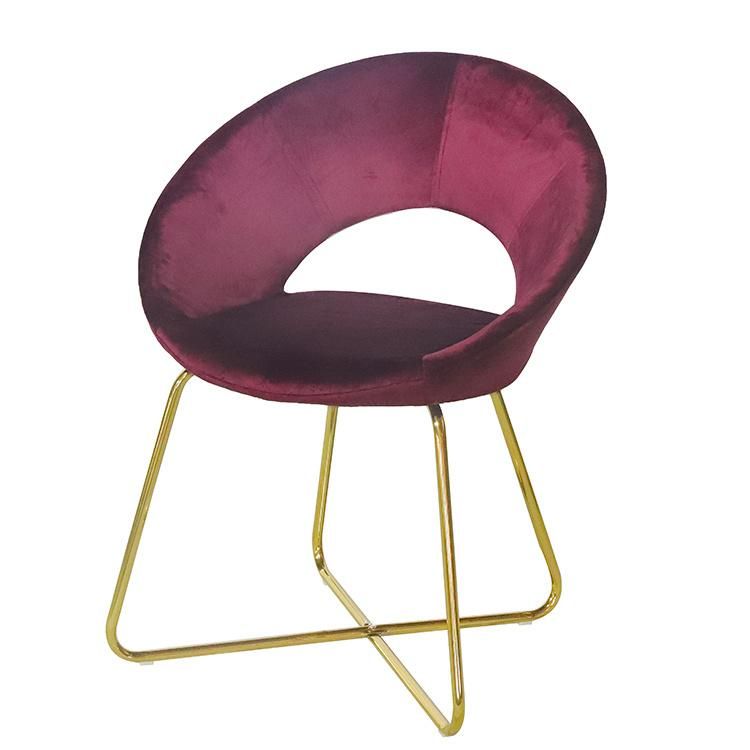 Chinese Wholesale Modern Home Furniture Living Room European Metal Legs Dining Chair with Velvet Fabric