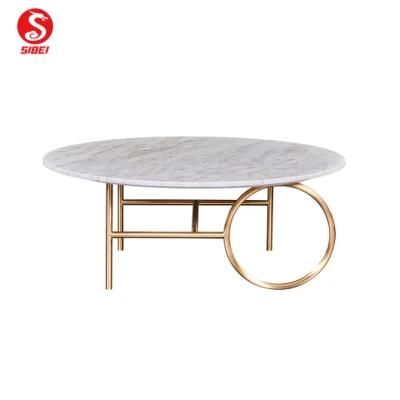 Metal Frame Tempered Round Glass Center Coffee Table for 5 Star Hotel Lobby/Hotel Bedroom Furniture